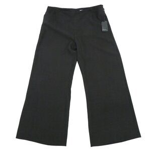 NWT Zenobia $695 Textured Black Silk Wide Leg Dress Pants Slacks 12